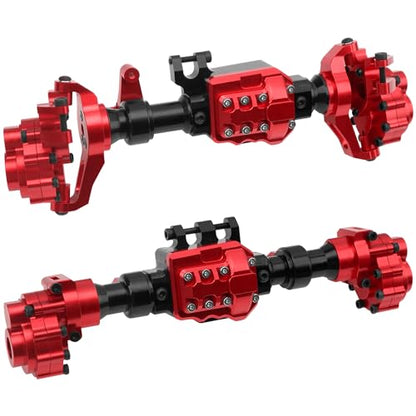 ShareGoo Aluminum Alloy Front & Rear Portal Axle Housing Set Compatible with Traxxas TRX4 Defender Bronco 1/10 RC Crawler Car Upgrades Part (Red) - color: Red