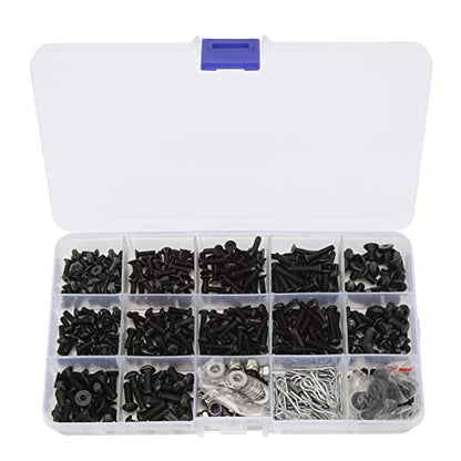 Universal RC Screws Assortment Set 522 Pieces Stainless Steel Hardware Fastener Repair Kit with Hex Wrenches Upgrade Accessories Parts for Traxxas for Axial 1 8 1 10 RC Cars