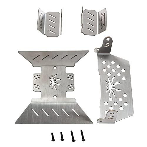 ShareGoo Stainless Steel RC Skid Plate,RC Chassis Armor Protector Plate & Center Transmission Skid Plate Mount Compatible with Axial SCX10-III AXI03007 1/10 RC Crawler Car