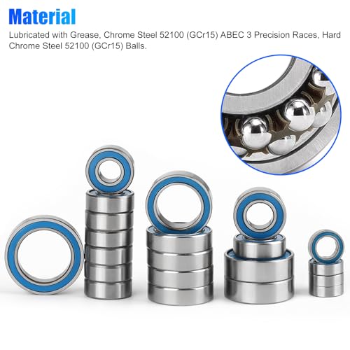 21PCS RC Bearing Kit, Steel Sealed Ball Bearings for 1/10 Traxxas Slash Stampede 4x4 4WD VXL RC Crawler