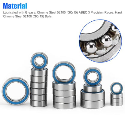 21PCS RC Bearing Kit, Steel Sealed Ball Bearings for 1/10 Traxxas Slash Stampede 4x4 4WD VXL RC Crawler