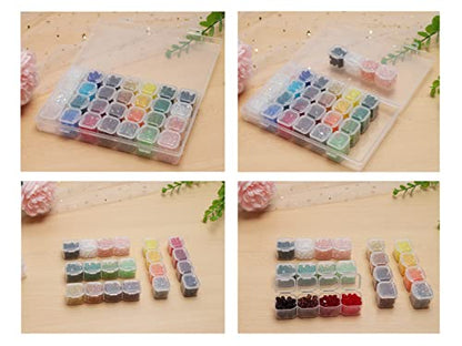 112 Slots 4 Pack 28 Grids Plastic Organizer Box Clear Beads Storage Container Jewelry Case for Art DIY Crafts, Nail Diamonds,Jewelry, Painting (112 Slots 4 Pack 28 Grids) - size: 112 Slots 4 Pack 28 Grids