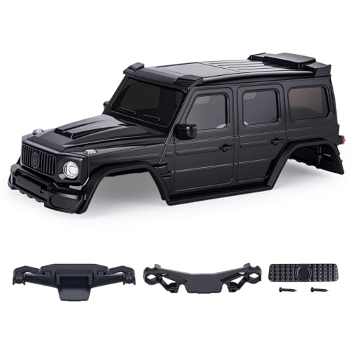 Hard Body Shell for Axial SCX30 1/30 RC Crawler ABS Plastic Body Cover with Light Bucket & Spare Tire Mount Direct Fit Replacement DIY Upgrade (Black) - color: Black