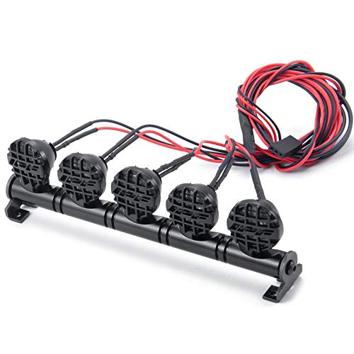 RC-Hub LED Roof Lamp Lights Bar 5 LEDs for 1/10 SCX10 RC Crawler Car - color: 5 leds