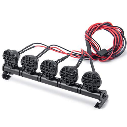 RC-Hub LED Roof Lamp Lights Bar 5 LEDs for 1/10 SCX10 RC Crawler Car - color: 5 leds