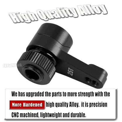 Aluminum 25T Unloading Steering Servo Horn Servo Arm Upgrades Part for 1/10 RBX10 SCX10 90046 Capra 1.9 UTB L0 S1 1/8 LMT Solid AXLE 4WD Monster Truck LOS04022 RC Car,Black - color: Black - (25t Servo Arm)
