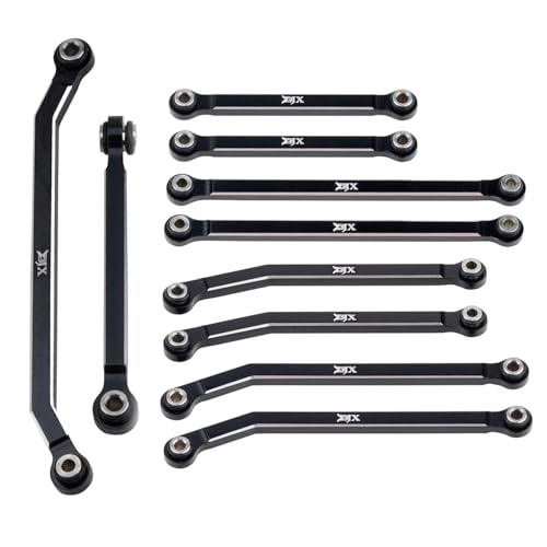DJX CNC Aluminum High Clearance 4-Link w/Steering Link Set for 1/18 RC Crawler Redcat Ascent-18 Upgrades Part (Black) - color: Black