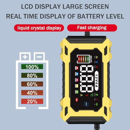 6-Amp 12V Smart Car Battery Charger, Battery Maintainer Trickle Charger with Desulfator, Pulse Repair & Overcharge Protection - for Car Lawn Mower Marine Lead-Acid Batteries (Yellow) - color: Yellow