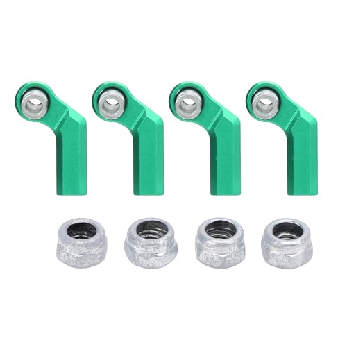 4PCS RC Link Rod Ends M4 Curved CW Alloy 7mm Ball Head Set Steering Upgrade Replacement Parts for 1/10 Scale Model Cars with Clockwise Thread Design Enhanced Performance (Green) - color: Green