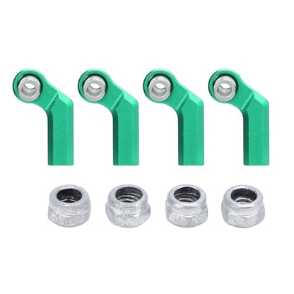 4PCS RC Link Rod Ends M4 Curved CW Alloy 7mm Ball Head Set Steering Upgrade Replacement Parts for 1/10 Scale Model Cars with Clockwise Thread Design Enhanced Performance (Green) - color: Green