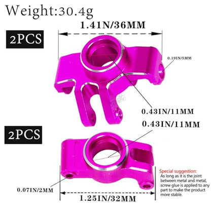 RC Aluminum Front Steering Block Knuckles & C-Hubs Caster Blocks & Rear Hubs Upgrades Parts for 1/18 Granite Grom Mega 380 Brushed 4x4 Monster Truck RTR.Pink(4PCS)