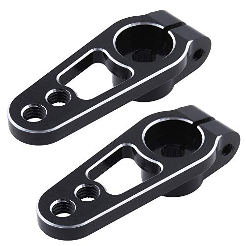 Hobbypark Metal Aluminum 25T Servo Horn Low Profile Servo Steering Arms for 1/10 RC Drift Car On Road Touring Accessories,2Pieces (Black)