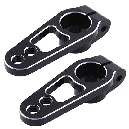 Hobbypark Metal Aluminum 25T Servo Horn Low Profile Servo Steering Arms for 1/10 RC Drift Car On Road Touring Accessories,2Pieces (Black)