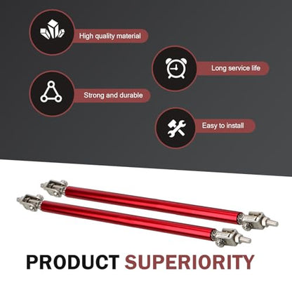 2 PCS Car Bumper Splitter Strut Rods, Adjustable 7.87" - 9.84" Automotive Splitter Strut Rods, Aluminum Alloy Bumper Lip Reinforcement Accessories, Universal for Most Cars (Red) - color: Red