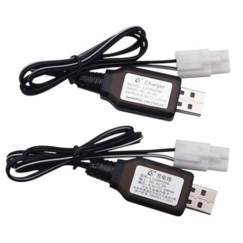 Blomiky 2 Pack 9.6V 200mA NiCD/NiMH Male Standard Tamiya USB Charge Cable for RC Cars Monster Trucks /9.6V Tamiya USB 2