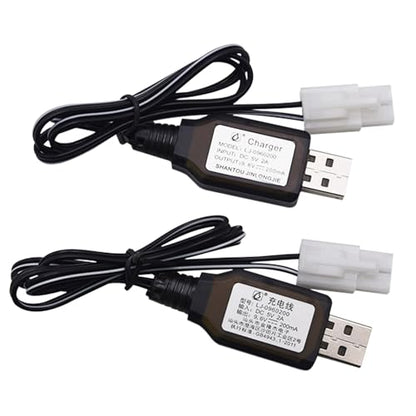 Blomiky 2 Pack 9.6V 200mA NiCD/NiMH Male Standard Tamiya USB Charge Cable for RC Cars Monster Trucks /9.6V Tamiya USB 2