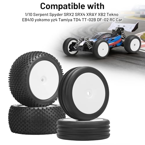 1/10 RC Car Tires and Wheels, daitoku 12mm Hex 1/10 RC Off Road Racing Tires and Wheels Rims for 1/10 Serpent Spyder SRX2 SRX4 XRAY XB2 Tekno EB410 yokomo yz4 Tamiya TD4 TT-02B DF-02