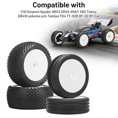 1/10 RC Car Tires and Wheels, daitoku 12mm Hex 1/10 RC Off Road Racing Tires and Wheels Rims for 1/10 Serpent Spyder SRX2 SRX4 XRAY XB2 Tekno EB410 yokomo yz4 Tamiya TD4 TT-02B DF-02