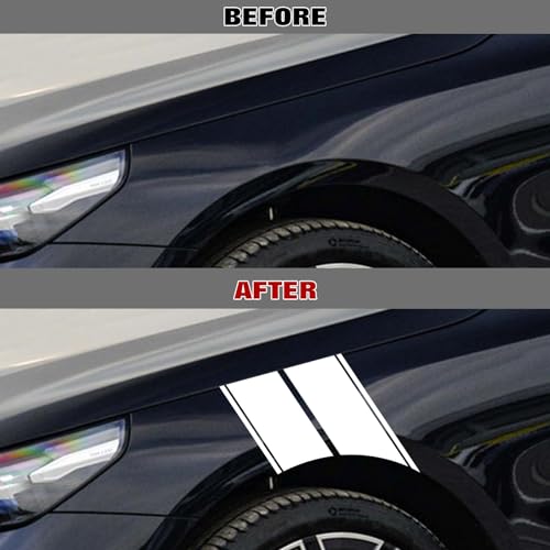 x xotic tech Fender Stripes Hash Marks KK Vinyl Decal Universal for Car Truck Sticker Racing Stripe 11"x23" (White) - color: White