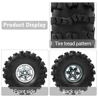 2.2" Beadlock Wheels and Tires 150mm (5.91in) for SCX10 RBX10 Wraith TRX4 1/10 RC Crawler Upgrade Parts (Titanium, 4pcs) - color: Titanium 2