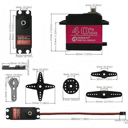 DS3240 40KG Waterproof Full Metal Gear 270 Degree Digital Servo 6V with 25T Servo Arm for 1/8 1/10 RC Car Crawler Truck Mechanical Arm - style: 40kg（270°）