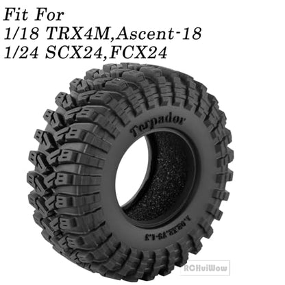 1.3" RC Crawler Tire Skins,Multi-Terrain Soft Sticky Rubber Tires(70 * 26mm) for TRX4 SCX24 FCX24 Ascent-18 1/18 1/24 Off-Road RC Car Upgrade Parts,4PCS (Style A) - style: StyleA(4PCS)