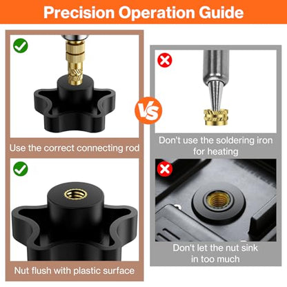 Preciva M3 Threaded Inserts Set, 360Pcs Heat Set Bolts Nuts with M3 Insert Tip and 60W Digital Soldering Iron, for 3D Printer Parts or Plastic Parts - size: M3