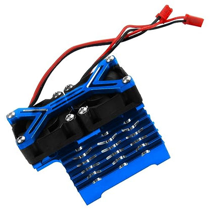 Motor Heatsink Dual Cooling Fan 40-42mm Compatible with 1/7 1/8 Arrma Traxxas RC Car Fit 4068 4074 4082 4268 4274 Motors (Blue) - color: Blue