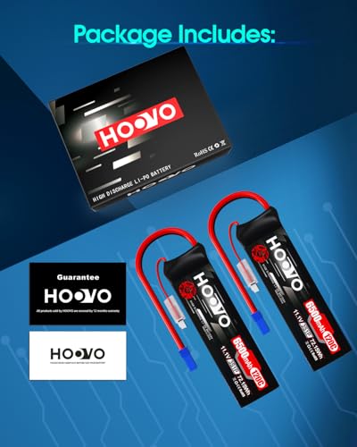 HOOVO 3S Lipo Battery, 11.1V 6500mAh 120C RC Battery Pack,Softcase with EC5 Plug for RC Car Truck Buggy Crawler Airplane Boat RC Vehicle,2Packs