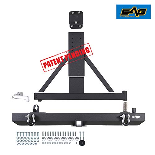 EAG Classic Rear Bumper with Tire Carrier Black Textured Fit for 87-06 Wrangler TJ YJ