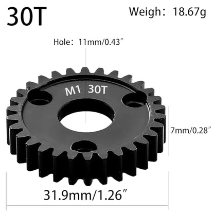 M1 Spur Gear 1.0 Metric Pitch 30-Tooth, 30T 32T 34T 36T 38T 40T 42T 44T 46T 48T 50T 52T Spur Gear Mod 1 for TRAXXAS Slayer Pro 4X4 Revo 3.3 ARRMA HPI HOBAO LOSI, Hardened Steel Upgrade Part Gear (30T) - size: 30T