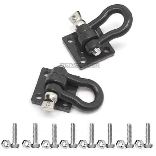 1/10 RC Car Accessories Mini Metal Trailer Chain and Tow Hooks Towing Hook & for 1:10 Rock Crawler Truck Car Traxxas TRX4 SCX10 Axial RC4WD Tamiya D90 (Black) - color: Black