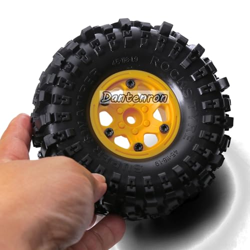 1.9 Rock Crawler Mud Tires and Plastic Wheels Rims OD 118mm 1/10 rc Rubber Grappler hubs Tyres with Foam for 1:10 Crawler Car Tamiya CC01 Traxxas TRX4 Axial SCX10 II RC4WD Gen8 4PCS (White) - color: White