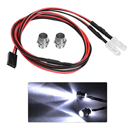 Pilipane RC LED Light Kit, 2PCS 5mm RC Headlight Accessories, RC Car Truck Lights, High Brightness White LED Lights for 1/10 RC Car Drift Truck Crawler, 27.6 Inch Wires, 5-11V