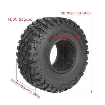 1.55 inch Tires Rubber Tyres for 1:10 RC Crawler Car D90 TF2 Tamiya CC01 LC70 MST JIMNY 90069 (95mm, B) - color: 95mm, B