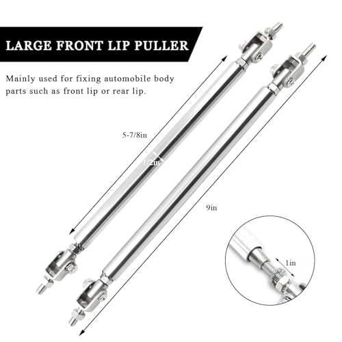 2PCS Front Bumper Lip Splitter Diffuser Strut Rod, Adjustable 8"-11" Front Bumper Lip Rod Tie Support Bar, Universal Bumper Protector Splitter Support Rod for Most Vehicle (Silver)