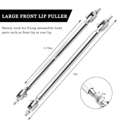 2PCS Front Bumper Lip Splitter Diffuser Strut Rod, Adjustable 8"-11" Front Bumper Lip Rod Tie Support Bar, Universal Bumper Protector Splitter Support Rod for Most Vehicle (Silver)