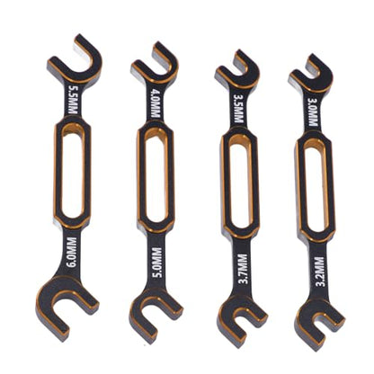 SUNGOOYUE 4PCS RC Wrench, Aluminum Alloy Turnbuckle Nut Ball Joint Remover with 3.0mm 3.2mm .5mm .7mm 4.0mm 5. 5.5mm 6., for RC Car Boat Drone Crawler Truck Plane Robot DIY (Gold) - color: Gold
