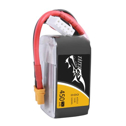 TATTU 14.8V 450mAh 75C 4S LiPo Battery Pack with XT30 Plug for Multirotor FPV 150 Size