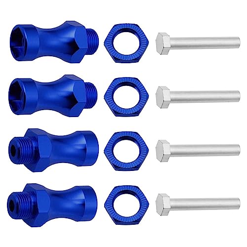 Hobbypark Metal Alumimum 12mm to 17mm Wheel Hex Hub Adapter Extension Conversion w/Wrench for 1/10 RC Cars Monster Trucks Off Road Buggy Upgrade 1/8 Tires (with Navy Blue Adapter)