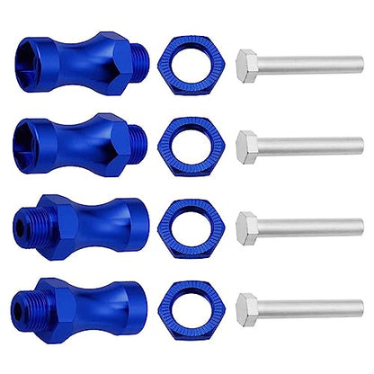 Hobbypark Metal Alumimum 12mm to 17mm Wheel Hex Hub Adapter Extension Conversion w/Wrench for 1/10 RC Cars Monster Trucks Off Road Buggy Upgrade 1/8 Tires (with Navy Blue Adapter)
