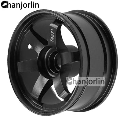 1/10 RC On Road Drift Wheels Rims Hex 12mm Alloy Aluminum Rally Racing Hubs for 1:10 Scale Touring Street Car Tires Tyres Tamiya TT01 TT02 A959 PTG2 HPI KYOSHO HSP XV02 XV01 4PCS (Black)