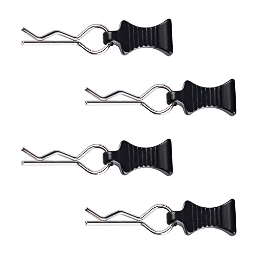 AIMROCK RC Body Clips R Pins 30-Degree Angle RC Clips with Pull Tabs for 1/10 1/12 Traxxas Arrma Axial Losi HPI RC Car Crawler Truck Buggy (Black) - color: Black