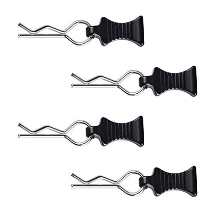 AIMROCK RC Body Clips R Pins 30-Degree Angle RC Clips with Pull Tabs for 1/10 1/12 Traxxas Arrma Axial Losi HPI RC Car Crawler Truck Buggy (Black) - color: Black