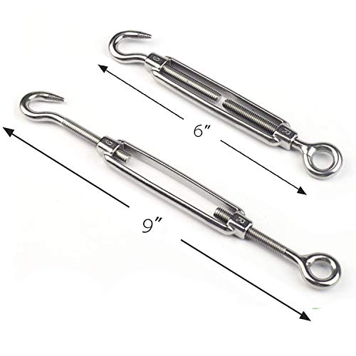 10 Pack M6 Turnbuckle Hook and Eye Stainless Steel Turnbuckle Wire Rope Tension Adjustable, Heavy Duty Turnbuckle Tension Hook for Wire Cable, Clothesline - style: M6 - Hook & Eye Turnbuckle