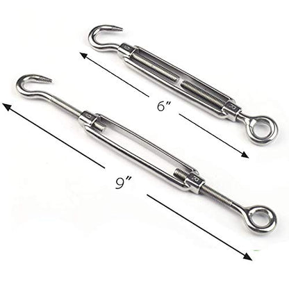 10 Pack M6 Turnbuckle Hook and Eye Stainless Steel Turnbuckle Wire Rope Tension Adjustable, Heavy Duty Turnbuckle Tension Hook for Wire Cable, Clothesline - style: M6 - Hook & Eye Turnbuckle