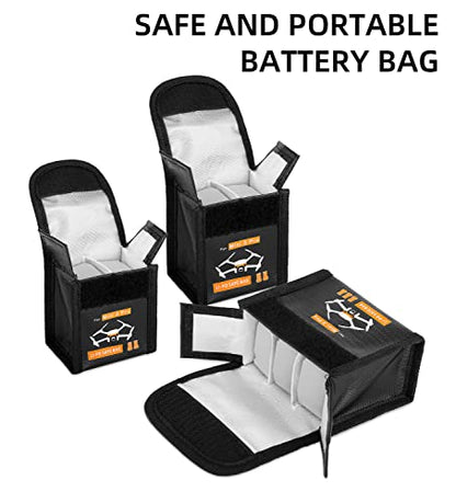 Anbee Lipo Battery Fireproof Bag for DJI Mini 3/3 Pro RC Drone | Safety charging bag, holds 3 batteries, compact, portable (Large, For 3pcs batteries)