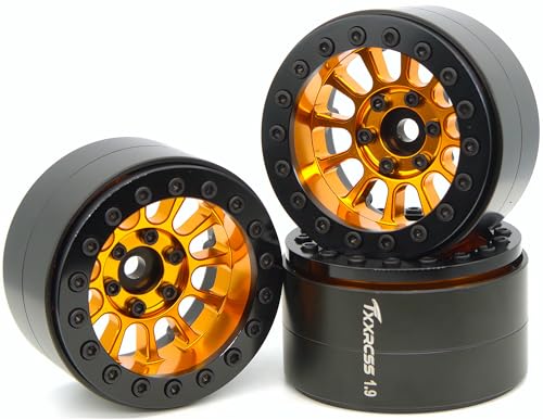 152g Super Heavy Duty RC 1.9 Beadlock Wheels Offsets -6mm Rims Hex 12mm Wheel for TRX4 TRX6 SCX10 Gen8 1/10 RC Crawler Remote Control Car Upgrades Accessories (Gold Black) - color: Gold Black