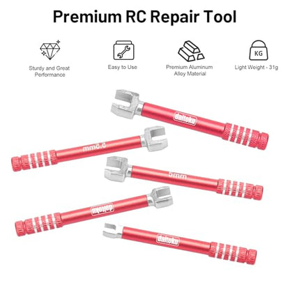daitoku RC Wrench 3.0/4.0/5.0/5.5/6.0mm Turnbuckle Nut Ball Joint Remover 5PCS for RC Crawler Car Boat Drone Upgrade Parts (Red) - color: Red
