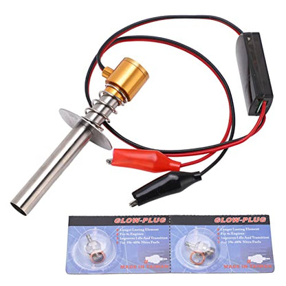 6-12V RC Car Igniter Kit with N4 Hot Glow Plug Gasket, RC Glow Plug Igniter for Methanol Engine, Electronic Glow Plug Starter for Aircraft Car Model, Compatible with HSP and Othe (Golden) - color: Golden